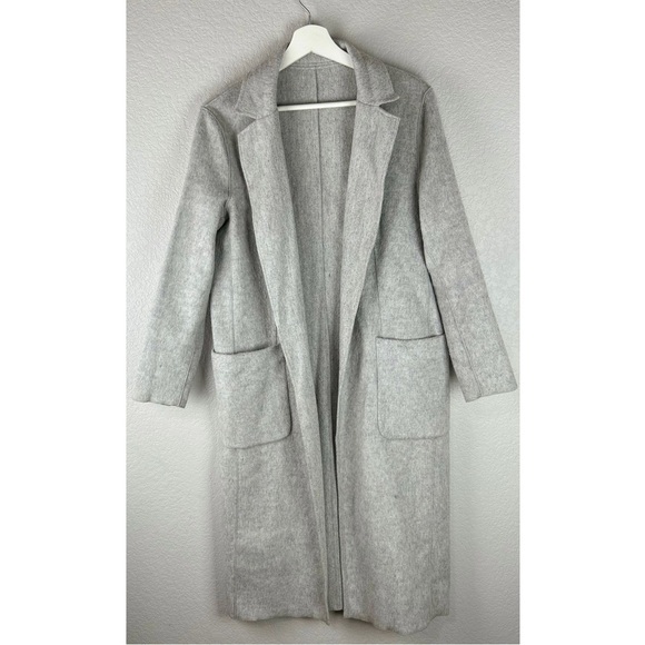 Mango Suit Grey Wool Blend Long Lined Jacket, size Small - Picture 2 of 12
